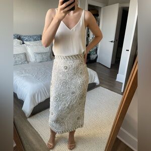 ASOS White Floral Sequin Elegant Skirt